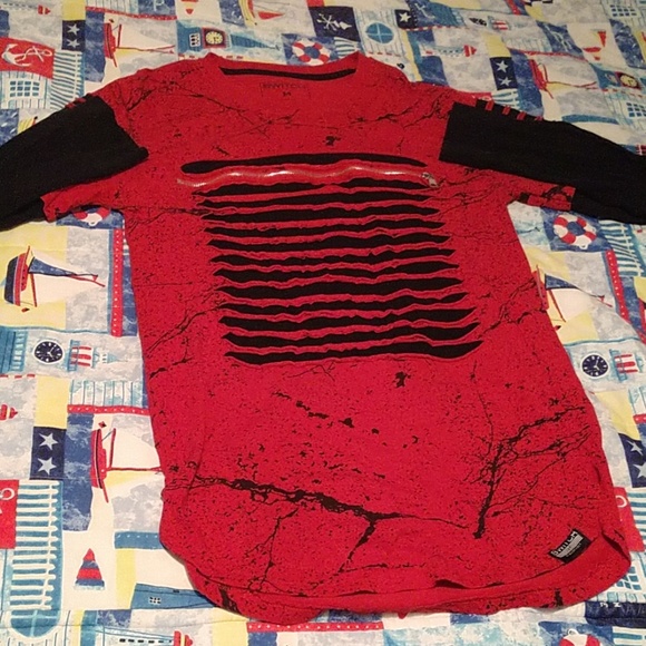 Red Shirt with Paint designs- zipoer in front - Picture 1 of 2